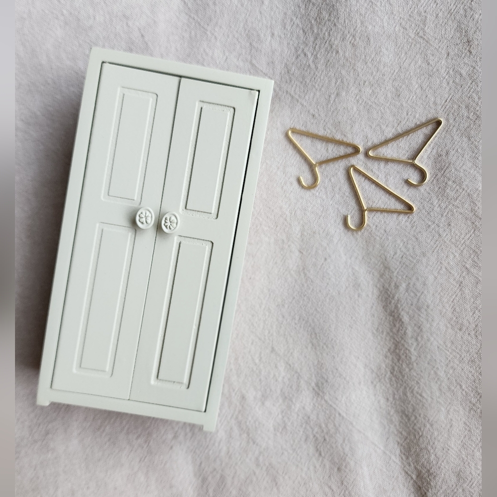 Maileg Mouse Wooden Closet With Gold Metal Hangers